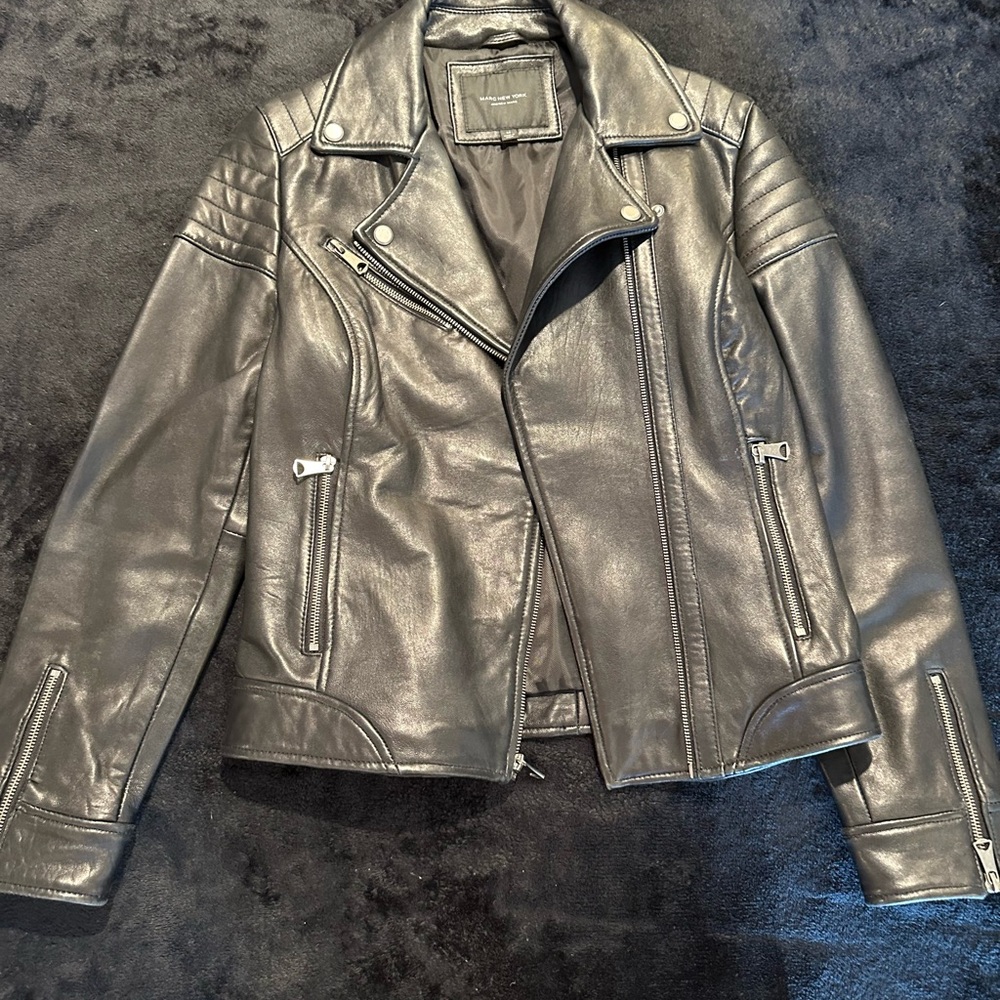 Silver Leather Biker Jacket